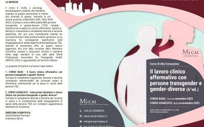 Il lavoro clinico affermativo con persone transgender e gender-diverse (6°ed.) – Corso di alta formazione (novembre 2025)