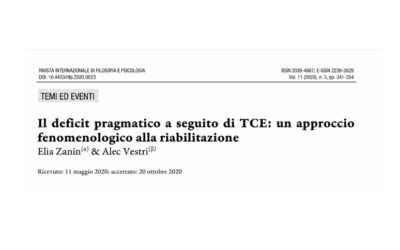Il  deficit  pragmatico  a  seguito  di  TCE:  un  approccio fenomenologico alla riabilitazione.