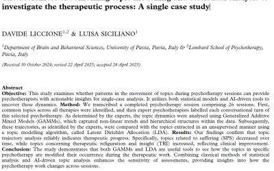 Intelligenza artificiale e ricerca in Psicoterapia. In uscita il paper di Davide Liccione e Luisa Siciliano pubblicato su Psychotherapy Research.